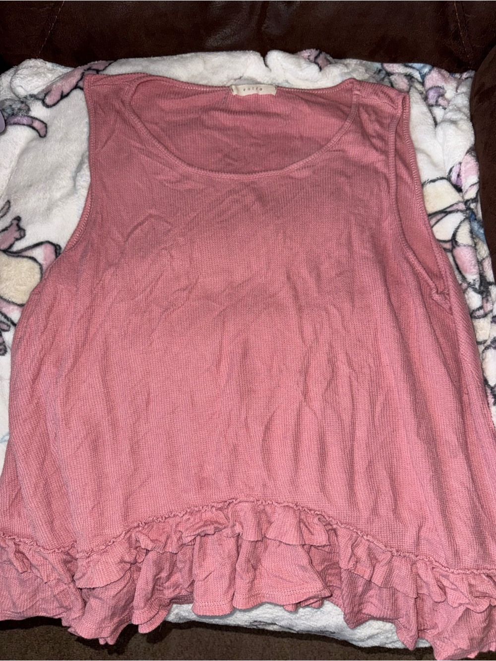 entro Dusty pink Ruffle-Hem Tank